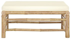 Apoio de pés para jardim com almofadão branco nata bambu