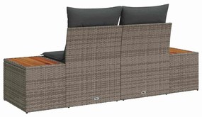 Sofá de Jardim 2 Lugares vidaXL com Almofadas Cinza em Rattan Sintétic