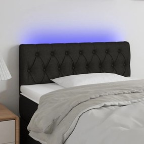 Cabeceira de cama c/ luzes LED tecido 90x7x78/88 cm preto