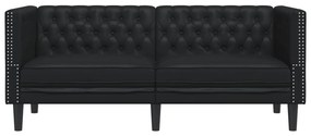 Sofá chesterfield 2 lugares couro artificial preto