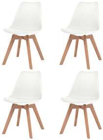 vidaXL Cadeiras de jantar 4 pcs plástico branco