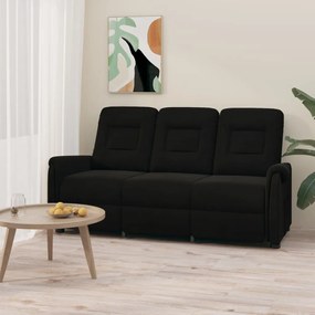 vidaXL Poltrona massagens 3 lug. reclinável tecido microfibra preto