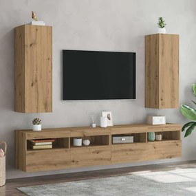 Móveis TV 2 pcs 30,5x30x90 cm deriv. madeira carvalho artisiano