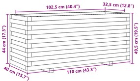 Vaso/floreira de jardim 110x40x49,5 cm madeira pinho impregnada