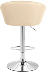 Banco de bar Miami em couro sintético e com estrutura cromada 55 x 86-106 x 51 cm Creme