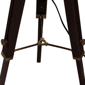 Candeeiro de Pé Tripod em Latão com Abajur em Veludo Bronze 50cm - Cortin Clássico / Antigo,Rústico