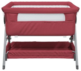 Cama de bebé com colchão tecido de linho vermelho