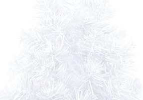 Meia árvore Natal artificial pré-iluminada c/ bolas branco