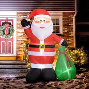 Pai Natal Insuflável de Natal, 143 x 80 x 180 cm, Com Luzes LED, Vermelho