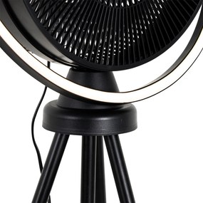Ventilador de pé tripé preto com LED regulável em 3 níveis - Marleen