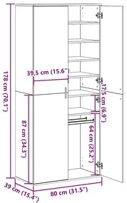 Highboard Carvalho Preto 80x39x178 cm Madeira Revestida