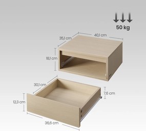 Conjunto de 2 Mesa de cabeceira suspensa, 3 cores de luz 35,1 x 40,1 x 18,1 cm bege