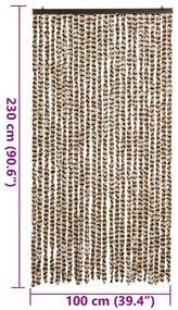 Cortina anti-insetos 100x230 cm chenille bege e castanho