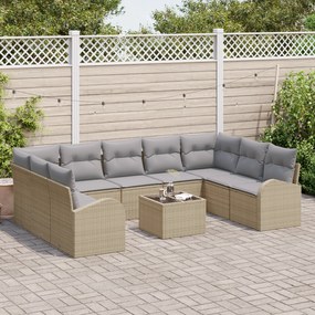 Conjunto de Sofás de Jardim vidaXL de 10 Peças com Almofadas em Rattan