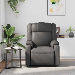 Poltrona de massagens reclinável couro artificial cinzento