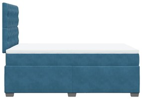 Cama boxspring com colchão 120x200 cm veludo azul