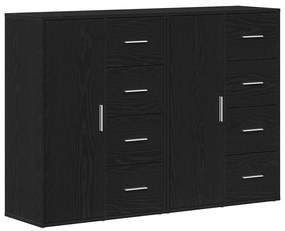 Buffets 2 pcs Carvalho Preto 60x31x84 cm Madeira Engenharia