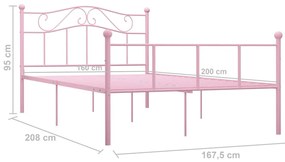 Estrutura de cama 160x200 cm metal rosa