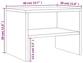 Mesa cabeceira 2pcs 40x30x30cm derivado madeira carvalho fumado