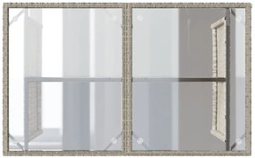 Mesa jardim c/ tampo de vidro 110x68x70 cm vime PE cinza-claro