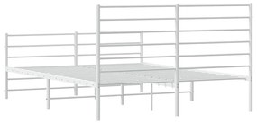 Estrutura de cama com cabeceira e pés 150x200 cm metal branco