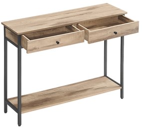 Mesa consola com 2 gavetas 30 x 100 x 80 cm castanho camelo-preto