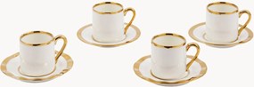 Chávenas de café expresso em porcelana com pires Golden, conjunto de 8