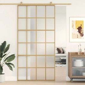 Porta deslizante 102,5x205 cm vidro ESG fosco/alumÃnio dourado