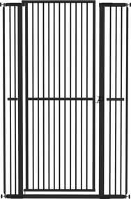 Barreira para Cães Extra Alta com Largura Ajustável 77-104 cm Barreira de Segurança para Cães e Gatos com 2 Extensões Preto