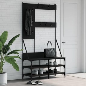 vidaXL Bengaleiro c/ arrumação de calçado 100x40x184 cm preto