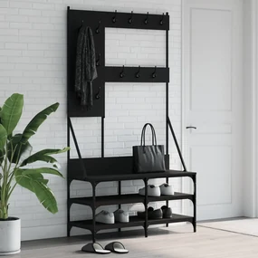 vidaXL Bengaleiro c/ arrumação de calçado 100x40x184 cm preto