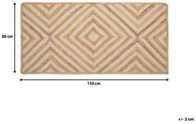 Tapete de juta e algodão creme 80 x 150 cm PIRLI Beliani