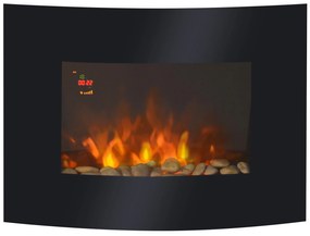 HOMCOM Lareira Elétrica Parede Efeito Chamas Realistas Luzes LED 7 Cores Potência 900W1800W Design Moderno 65x114x52cm Preto | Aosom Portugal