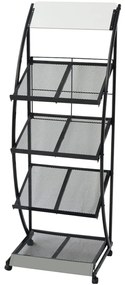 Porta-revistas A4 preto e branco 47x40x134 cm
