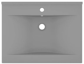 Lavatório c/orifício torneira 60x46cm cerâmica cinza-claro mate