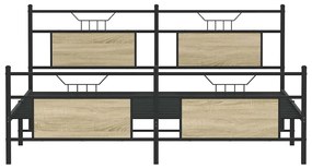 Estrutura de cama sem colchão 180x200cm metal carvalho sonoma