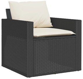 6 pcs conjunto sofás de jardim c/ almofadões vime PE preto