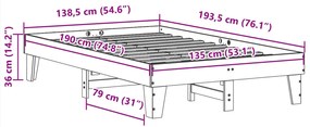 Cama sem colchão 135x190 cm madeira de pinho maciça