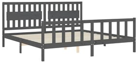 Estrutura de cama com cabeceira 200x200 cm madeira maciça cinza