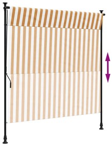 Estore de rolo exterior 150x270 cm tecido/aço laranja e branco