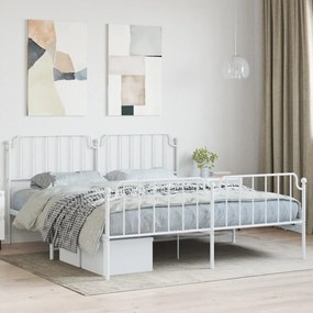 vidaXL Estrutura de cama com cabeceira e pés 180x200 cm metal branco