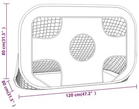 Rede de baliza de futebol com alvo 120x80x80 cm poliéster
