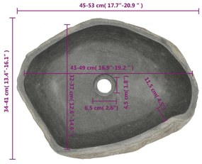 Lavatório pedra do rio oval 45-53 cm