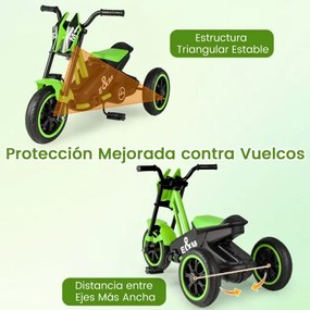 Triciclo para crianças de 3 rodas com pedais para frente/trás verde