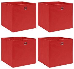Caixas de arrumação 4 pcs 32x32x32 cm tecido vermelho