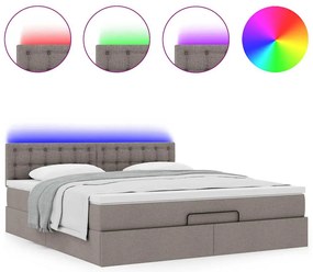 Estrutura de cama otomana com colchão tecido cinzento 160x200cm