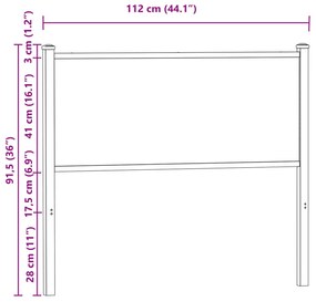 Cabeceira de cama 107cm derivados madeira/aço carvalho castanho