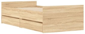 Estrutura de cama com gavetas 100x200 cm carvalho sonoma