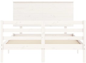 Estrutura de cama com cabeceira 140x190cm madeira maciça branco