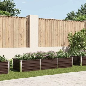 Canteiro elevado de jardim aço galvanizado 240x80x45cm castanho